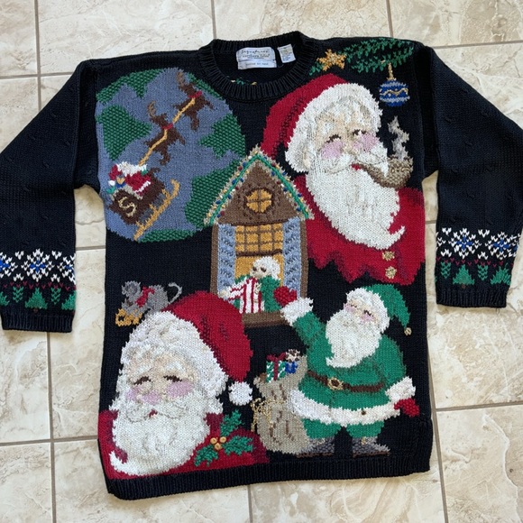 VINTAGE HAND KNIT CHRISTMAS SWEATER - Picture 2 of 3